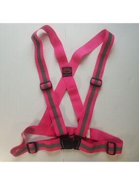 Safety Workbelt HI Viz Suspenders Reflective One Size Adjustable Pink with Grey